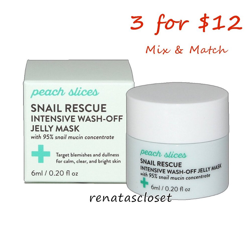 Peach Slices Snail Rescue Intensive Wash-Off Jelly Mask NWT/NIP